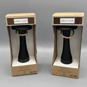 Pair Allen + Roth Wood Black Holdback  #301356 Home Decor Curtain Holder Tieback